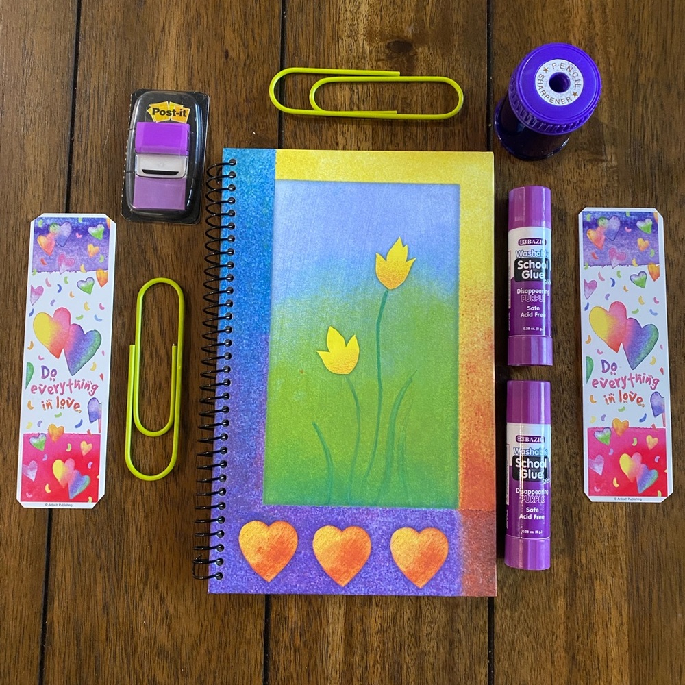 “New Notebook, Glues, Sharpener Girls Bundle”